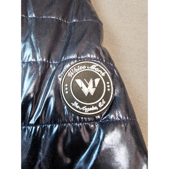 New White Mark Women's Metallic Puffer Jacket High Neck Zip Up Warm Winter Coat - Picture 4 of 9